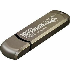 Kanguru 256GB Kanguru Defender 3000 Versleutelde USB 3.0 Flash Drive FIPS 140-2 Niveau - 256 (256 GB, USB C), USB-stick, Grijs