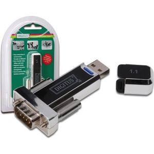 PremiumCord Digitus USB 1.1 seriële adapter interfacekaarten/adapter (USB), Netwerkadapter, Zwart