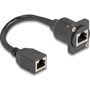 Delock D-type RJ45-kabel stekker naar stekker Cat.5e zwart 20 c (S/UTP, CAT5e, 0.20 m), Netwerkkabel