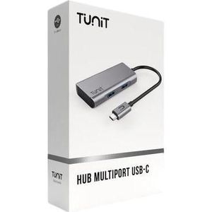 Tunit TTHCTC3 USB 3.2 Gen 1 (3.1 Gen 1) Type-A + Type-C interface hub 1280 Mbit/s Zwart (USB-C, 4 Havens), Docking station + USB-hub, Zwart