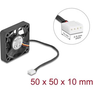 Delock Axiallüfter 12 V DC, 50 x 50 x 10 mm schwarz (50 mm, 1 x), PC ventilator, Zwart