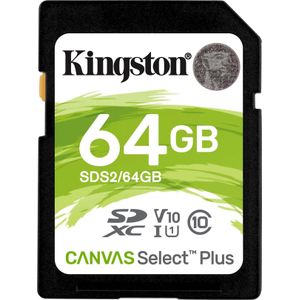 Kingston Canvas Select Plus (SDXC, 64 GB, U3, UHS-I), Geheugenkaart, Zwart