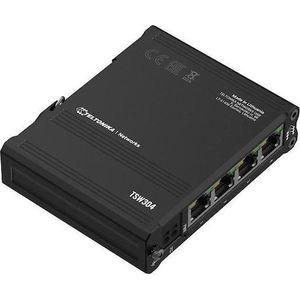 Teltonika IP30 Industriële 4-poorts 1Gbit unmanaged schakelaar, PoE-In, -40°C (4 ports), Netwerkschakelaar, Zwart