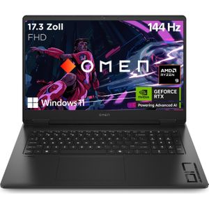 HP Omen 17-db1073ng (17.30", 1000 GB, 32 GB, DE, AMD Ryzen AI 7 350), Notebook, Zwart