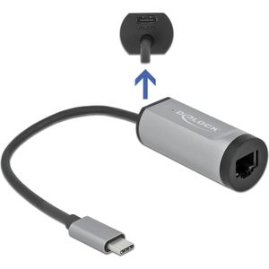 Delock Netwerkadapter (USB-C 3.2 Gen 1, Thunderbolt 3, RJ45 Gigabit Ethernet (1x)), Netwerkadapter, Grijs