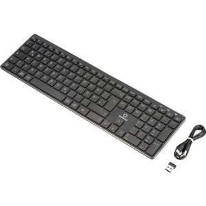 Renkforce RF-ARKB-400 Bluetooth Tastatur Deutsch, QWERTZ Schwarz Wiederaufladba (DE, Draadloze), Toetsenbord, Zwart