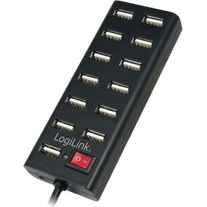 LogiLink UA0126 (USB-A, 13 ports), Docking station + USB-hub, Zwart