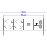 Bachmann - Deskdock - Stekkerdoos - 2 Stopcontacten - 2 USB Poorten - Aluminium