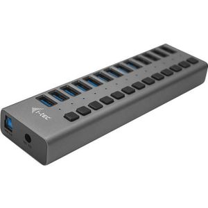 i-tec USB 3.0 HUB 13 POORT 60 W (USB-B, 13 ports), Docking station + USB-hub, Grijs