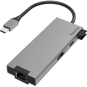 Hama USB-C multiport adapter (USB C), Docking station + USB-hub, Grijs