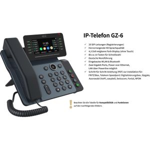 Gequdio IP Telefon GZ-6 mit Netzteil - mit WLAN und Bluetoot, Telefoon