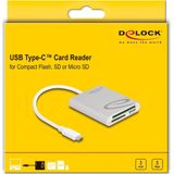 DeLOCK - 91005 - Geheugenkaartlezer - Grijs - USB 3.2 Gen 1 Type-C, 2 Sleuven