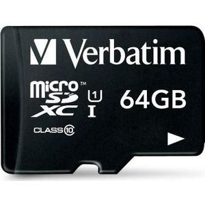 Verbatim Tablet U1 Microsdhc/Sdxc Kaart (64 GB, microSDHC, U1, UHS-I), Geheugenkaart, Zwart