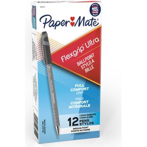Paper Mate, zz3_ARCHIV_Pen_to_pen, Flexgrip Ultra Stick Balpen Medium 12 stuks (Zwart, Black)