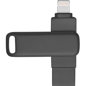 PowerGuard Needy 2-in-1 Lightning 64 GB FlashDrive USB 3.0 OTG-adapter (Bliksem, USB 3.0), Adapter voor mobiel apparaat