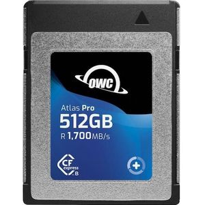 OWC Atlas Pro Hoogwaardige CFexpress Type B Geheugenkaart 512GB (512 GB, CFexpress type B), Geheugenkaart, Zwart, Grijs