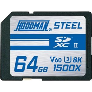 Hoodman 64GB 1500X-SDXC UHS-II Klasse 10 U3 8K V60, Geheugenkaart