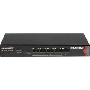 Edimax - GS-3005P - Netwerkschakelaar - Zwart - 5-poorts Gigabit Web Managed Switch met 4 PoE+ poorten