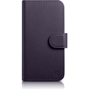 iCarer Wallet Case 2in1 Cover iPhone 14 Pro Anti-RFID Leather Flip Case Dark Purple (WMI14220726-DP) (iPhone 14 Pro), Smartphonehoes, Paars