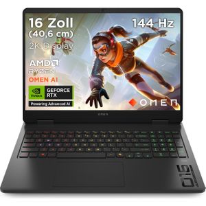 HP Omen 16-ap0091ng (16", 1000.00 GB, 16 GB, DE, AMD Ryzen 9 8940HX), Notebook, Zwart