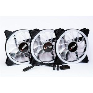 1st Cool 1stCOOL KIT AURA EVO 1 ARGB, 3x Dubbele Ring 120mm ventilator + ARGB controller (120 mm, 3 x), PC ventilator, Veelkleurig
