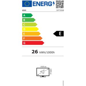 Kivi 32F750NB, 32', FHD, Android TV 11, Juodas, 1920x1080, 60 Hz, geluid door JVC, 2x8W, 27 kWh/1000h (32""), TV, Zwart