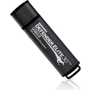 iStorage 512 GB Kanguru Defender Elite30 (512 GB, USB 3.2), USB-stick, Zwart, Grijs