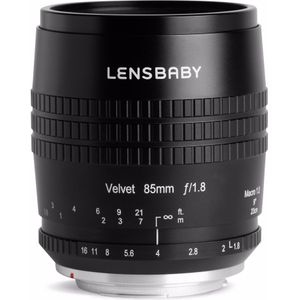 Lensbaby Velvet 85mm f/1.8 (Micro Vier Derde, APS-C / DX, Volledig formaat), Objectief, Zwart
