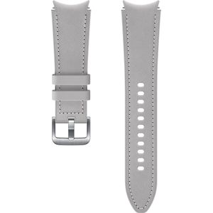 Samsung Hybride Lederen Band 20mm M/L Sil (20 mm, Leer, Fluorelastomeer), Horlogebandjes, Zilver