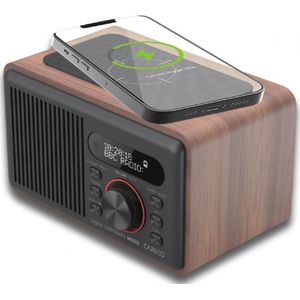 Carneo W100 Radio DAB+,FM,BT,draadloos opladen HOUTEN (DAB, DAB+, FM, Bluetooth), Radio, Bruin