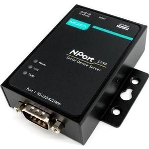 Moxa NPORT 5150 W/O ADAPTER - 1-poorts RS-232422485 apparaatserver zonder adapter, bedrijfstemperatuur 0, Data converter