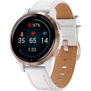 Garmin Venu 2S wit/rose goud met snel verwisselbare leren band 18mm (40 mm, Plastic, Eén maat voor iedereen), Sporthorloges + Smartwatches