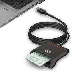 ACT Externe USB Smartcard eID kaartlezer, zwart (USB 2.0), Geheugenkaartlezer, Zwart