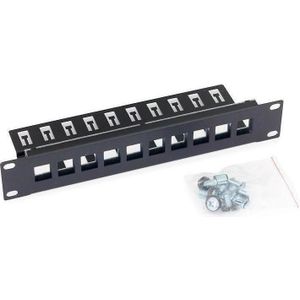 Triton RAB-PP-X03-C1 - 10" patchpaneel 1U voor max. 8 Keystone RJ45 14,8x17,5 mm elk, zwart, Server accessoires, Zwart