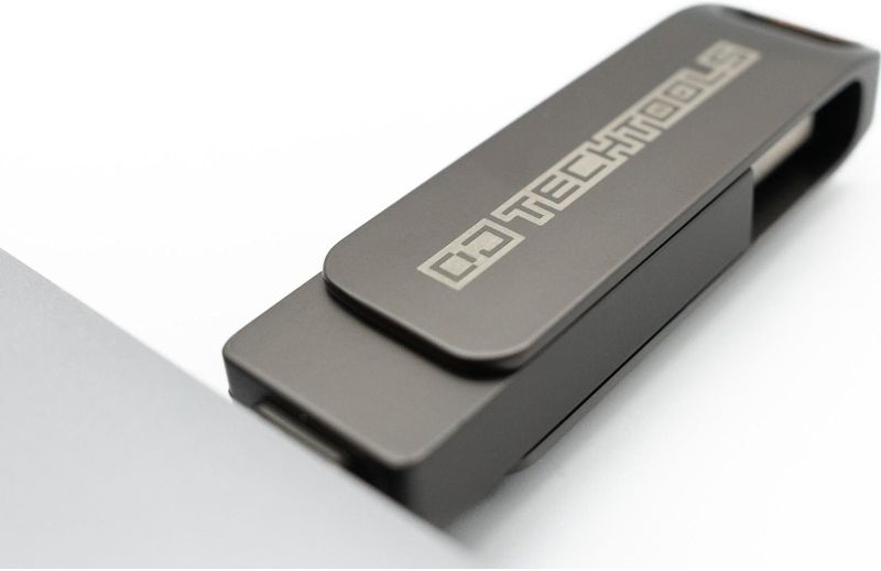 DJTechTools Chroma Drive USB - 256GB - Space Gray (256 GB, USB-A, USB-C), USB-stick, Grijs