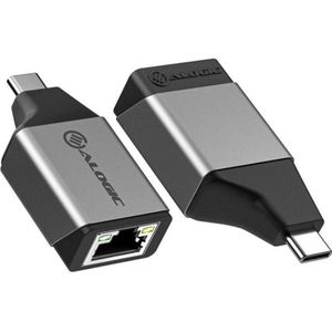 Alogic Adapter USB-C Ultra Mini -> Ethernet (USB-C, RJ45/LAN (1x)), Netwerkadapter, Grijs