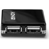 Lindy USB 2.0 Minihub (USB-A, 2 Havens), Docking station + USB-hub, Zwart