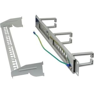 Synergy 21 Keystone, moduledrager, 19" patchpaneel voor 16xTP-module, 1U(t 92mm), lichtgrijs, met kabelbeugel, Server accessoires, Grijs