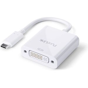 Purelink USB Type-C naar (DVI, 10 cm), Data + Video Adapter, Wit