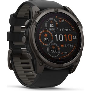 Garmin Fenix 8 Zonnepaneel Saffier Titanium (51 mm, Metaal, Polymeer, Eén maat voor iedereen), Sporthorloges + Smartwatches