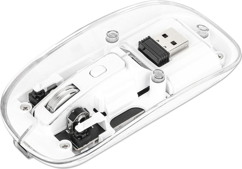 Manhattan - MH Transparante Draadloze Muis - Wit - Transparant - RGB LED-verlichting