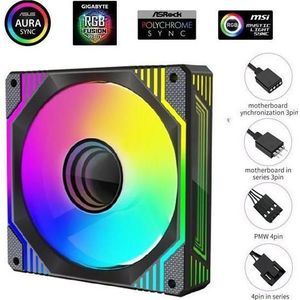 1stCOOL - AURA EVO - Spiegel ARGB PWM Ventilator - Zwart - 12 cm