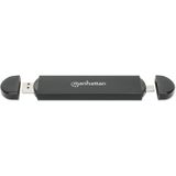 Manhattan - M.2 NVMe en SATA - Harddisk Behuizing - Zwart - USB 3.2 Gen 2, Tot 10 Gbit/s