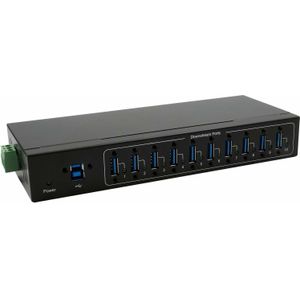Exsys USB-sleutel + afdekflappen wit (USB-B, 10 ports), Docking station + USB-hub, Zwart