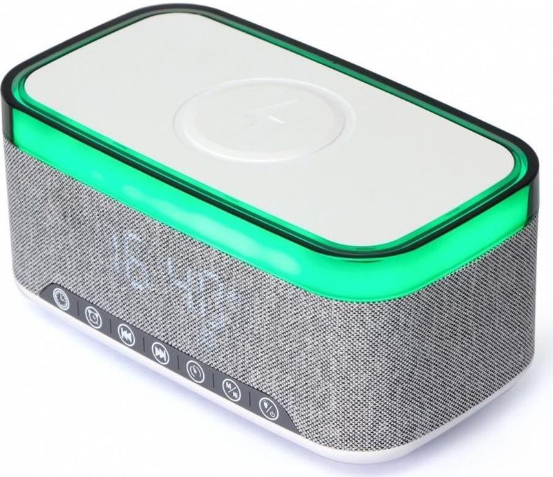 Gembird - Digitale Klok Radio - Draadloze Oplader - RGB Verlichting - Grijs