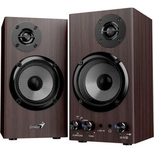 Genius SP-HF520BT Bluetooth-Lautsprecher dunkler Holz, Bluetooth luidspreker, Bruin