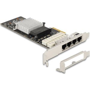 Delock PCI Express x4 kaart naar 4 x RJ45 Gigabit LAN i350 poort bypass (PCIe), Netwerkkaarten, Zilver