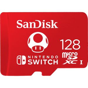 SANDISK Nintendo Switch Card (128 GB, microSDXC, U3, UHS-I), Geheugenkaart, Rood