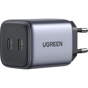 Ugreen USB C wandlader Nexode (45 W, Stroomvoorziening 3.0, GaN-technologie, Snel opladen 4.0, Adaptief snel opladen, SuperCharge, Snel opladen), USB-lader, Grijs, Zwart
