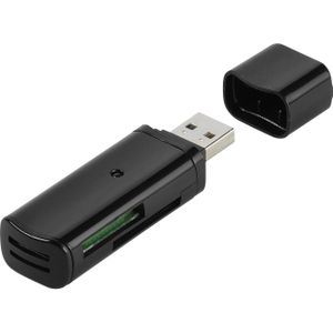 Vivanco Universele geheugenkaartlezer stick (USB 2.0), Geheugenkaartlezer, Zwart